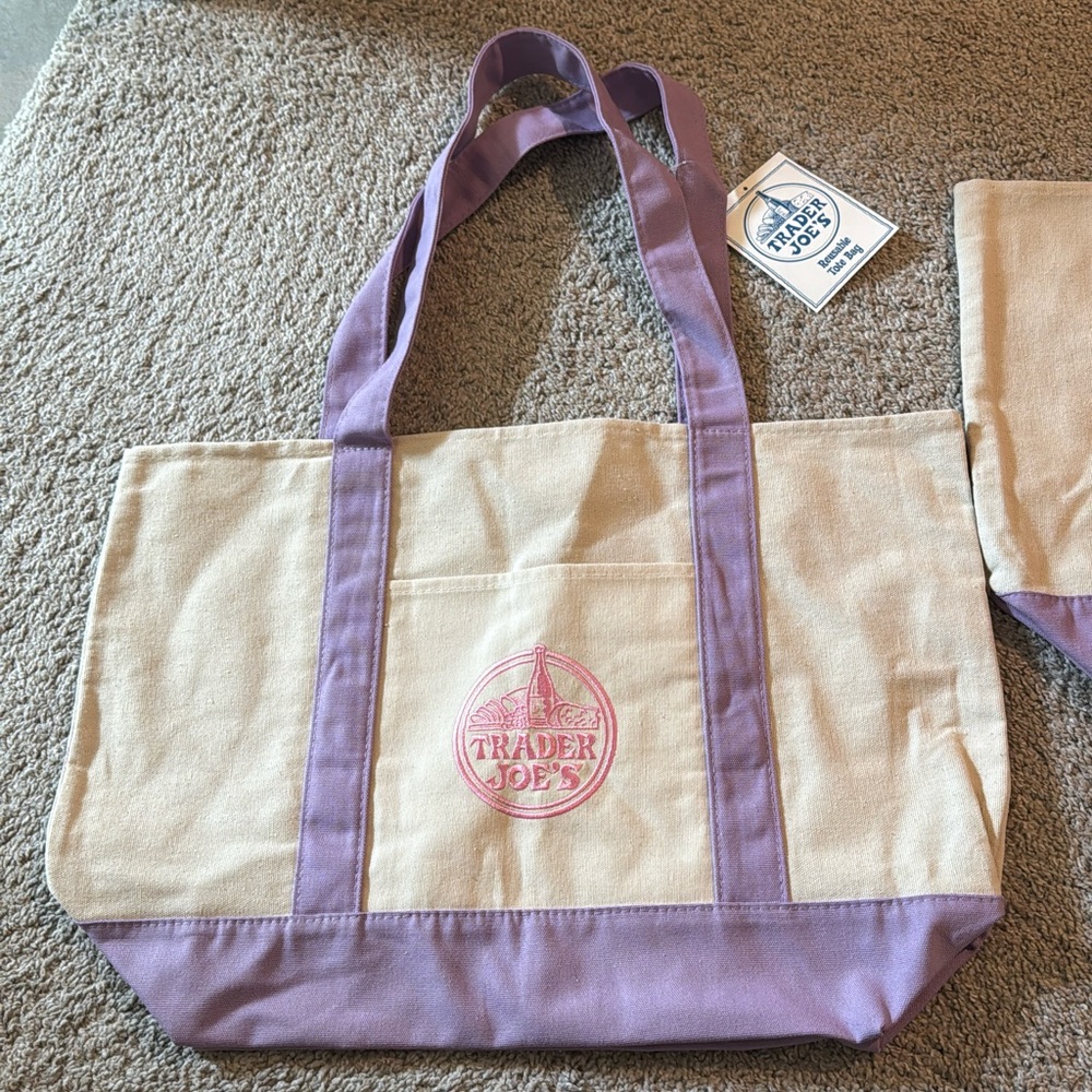 Lavender-teader Joes large Canvas Tote Bag